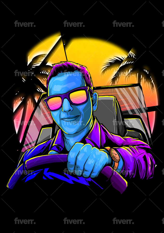 Do illustration retrowave cyberpunk synthwave with my style Do illustration retrowave cyberpunk synthwave with my style
